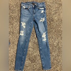 American Eagle Outfitters Ripped Blue Skinny Jeans